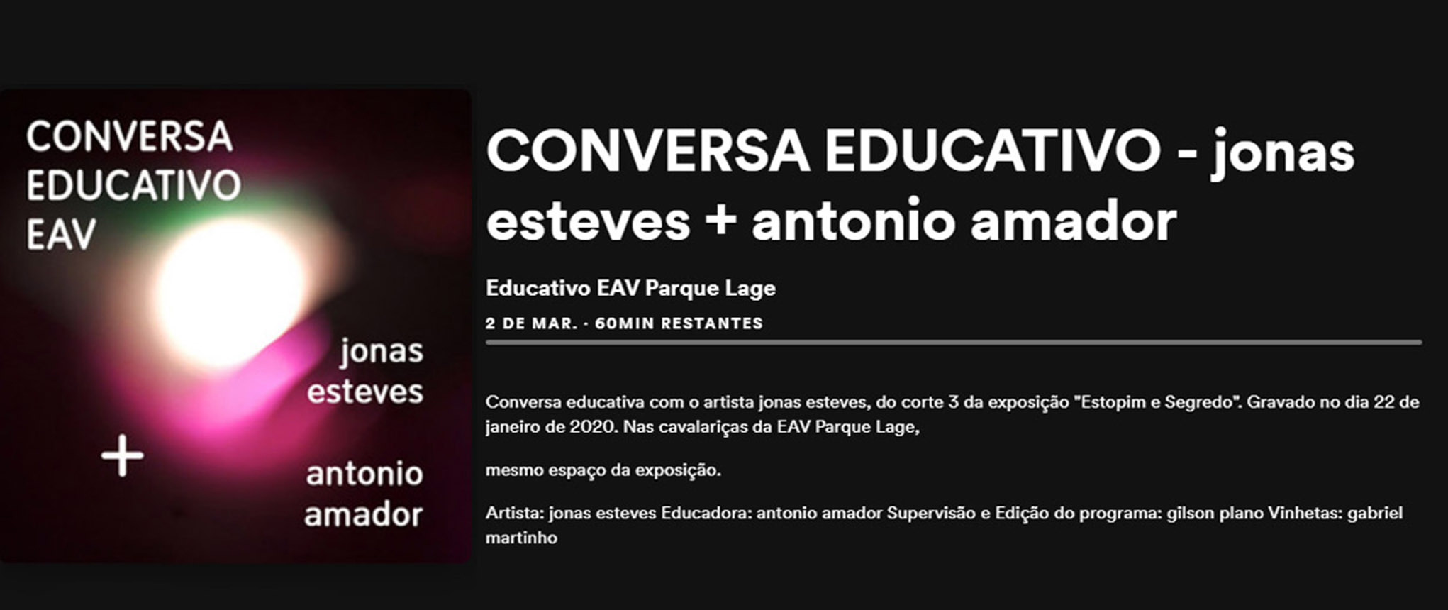 jonas esteves + antonio amador conversa educativo EAV Parque Lage